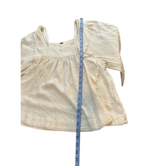 Free People White Ruffle Front Boho Square Neck Long Sleeve Blouse Size XS - Picture 12 of 12